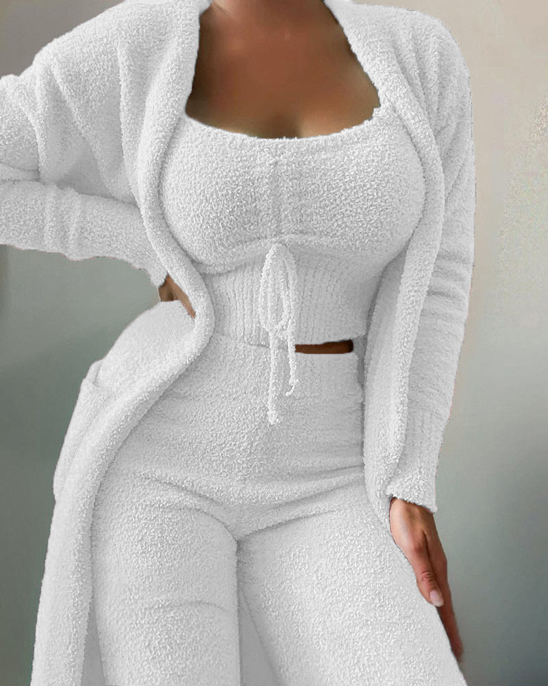 NeuveLux™ - 3 Piece Lace-up Cardigan Suit