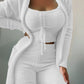 NeuveLux™ - 3 Piece Lace-up Cardigan Suit