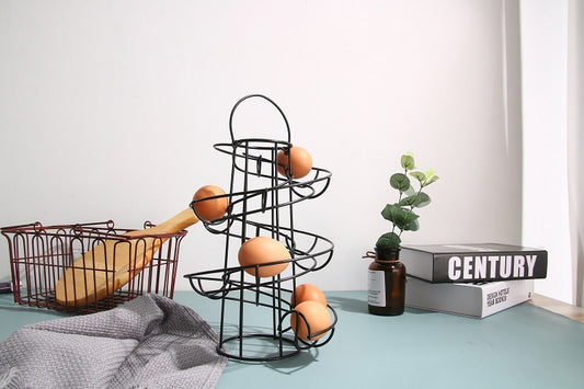 Creative Kitchen Egg Rack Spiral Egg Basket Wrought Iron Practical