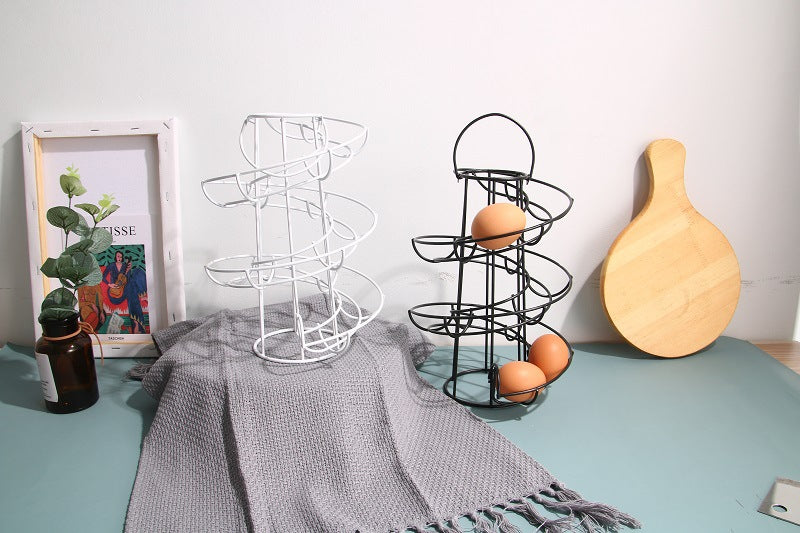 Creative Kitchen Egg Rack Spiral Egg Basket Wrought Iron Practical