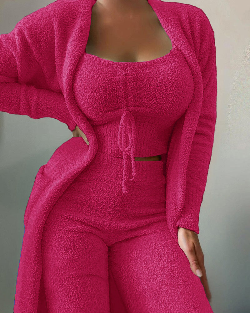 NeuveLux™ - 3 Piece Lace-up Cardigan Suit