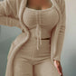 NeuveLux™ - 3 Piece Lace-up Cardigan Suit