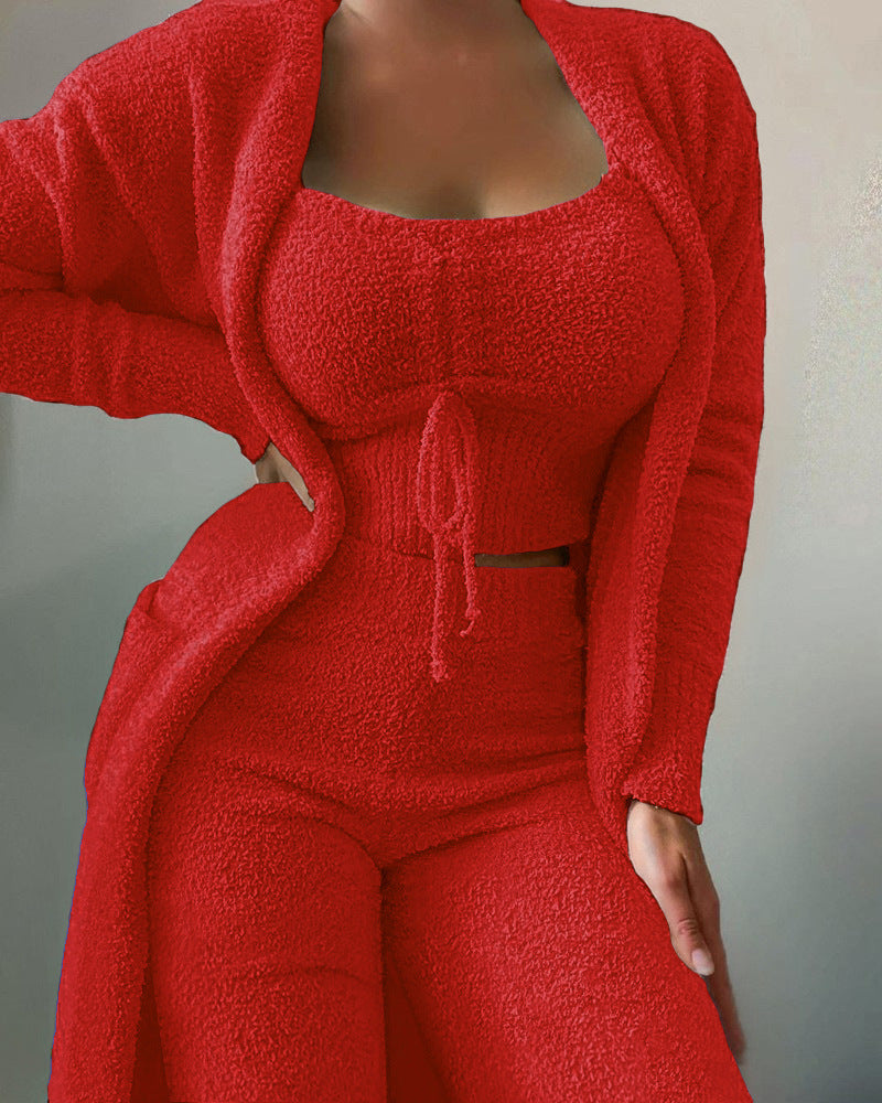 NeuveLux™ - 3 Piece Lace-up Cardigan Suit